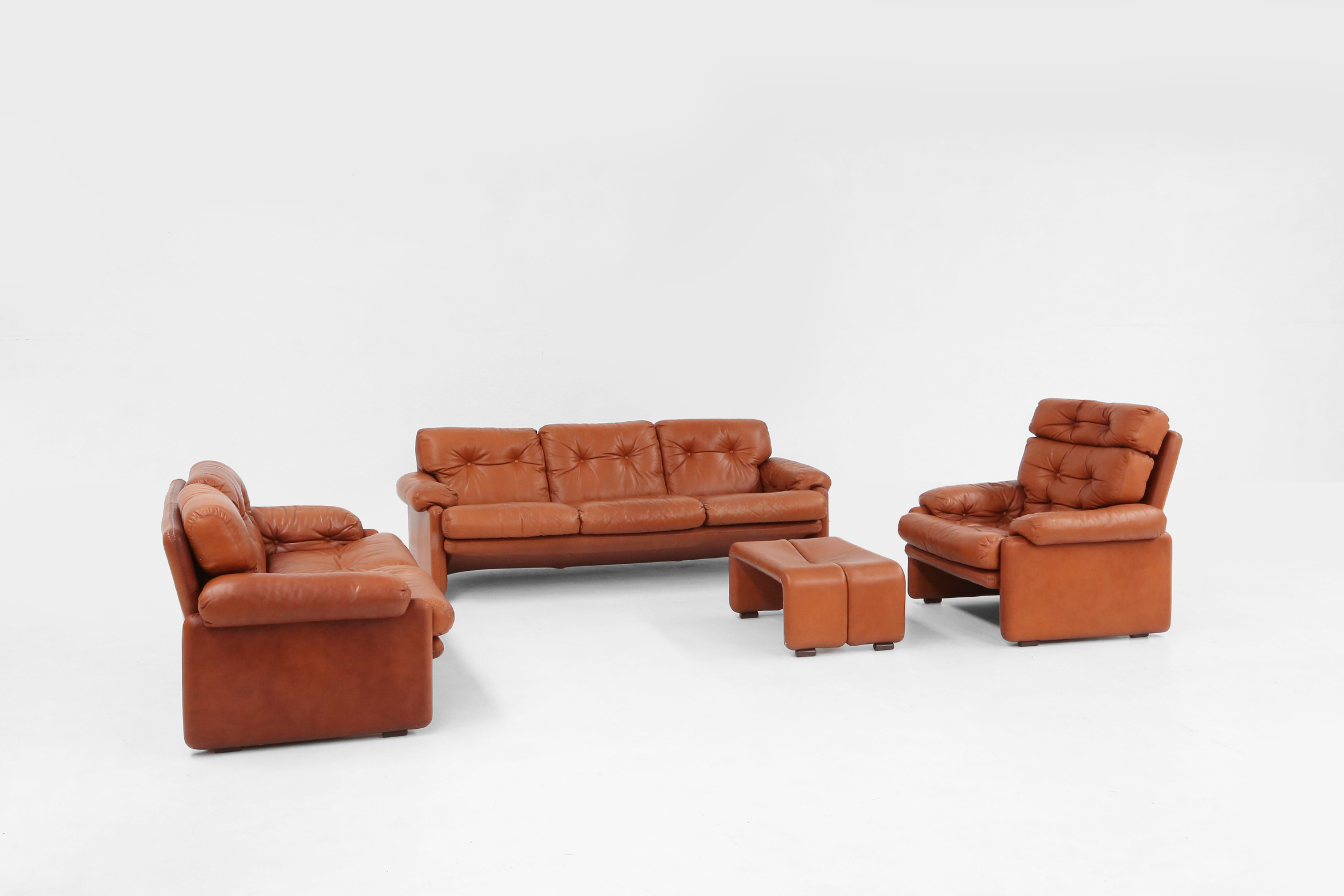 Brown leather 3-seater sofa Coronado by Tobia Scarpa for B&B Italia, Italy ca. 1960thumbnail